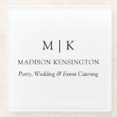 Modernes Minimalistisches Monogramm- oder Add-Logo Glasuntersetzer (Vorderseite)