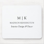 Modernes Minimalistisches Monogramm- oder Add-Logo Mousepad (Vorne)