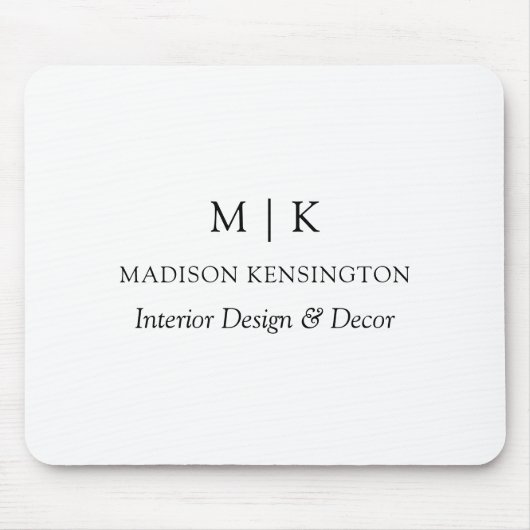 Modernes Minimalistisches Monogramm- oder Add-Logo Mousepad (Vorne)