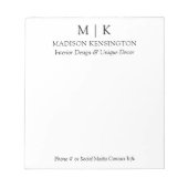 Modernes Minimalistisches Monogramm- oder Add-Logo Notizblock (Vorderseite)