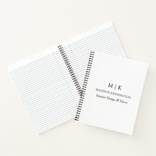 Modernes Minimalistisches Monogramm- oder Add-Logo Notizblock (Innenseite)