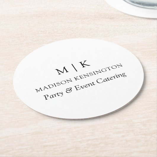 Modernes Minimalistisches Monogramm- oder Add-Logo Runder Pappuntersetzer (Angewinkelt)