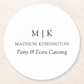 Modernes Minimalistisches Monogramm- oder Add-Logo Runder Pappuntersetzer (Vorderseite)