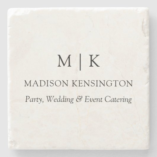 Modernes Minimalistisches Monogramm- oder Add-Logo Steinuntersetzer (Vorderseite)