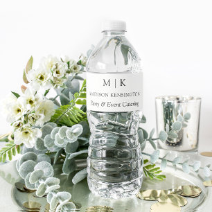 Modernes Minimalistisches Monogramm- oder Add-Logo Wasserflaschenetikett