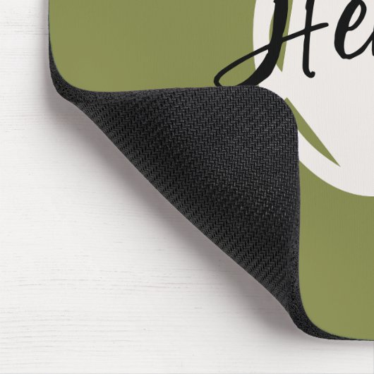 Modernes, minimalistisches Monogramm Olive Green A Mousepad (Ecke)
