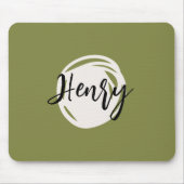 Modernes, minimalistisches Monogramm Olive Green A Mousepad (Vorne)