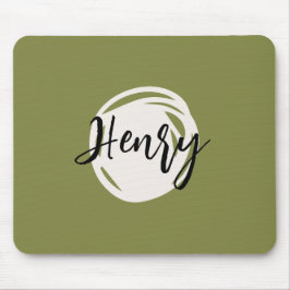 Modernes, minimalistisches Monogramm Olive Green A Mousepad