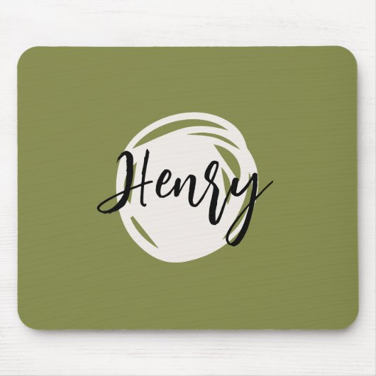 Modernes, minimalistisches Monogramm Olive Green A Mousepad (Vorne)