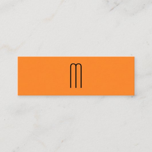 Modernes Minimalistisches Monogramm Orange Mini Visitenkarte (Vorderseite)