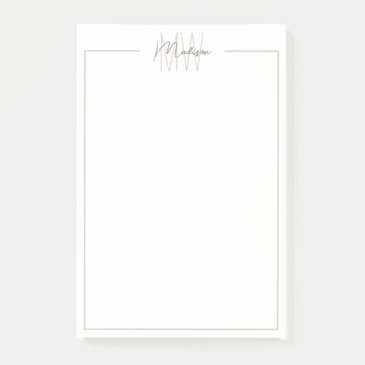 Modernes Minimalistisches Monogramm Post-it Klebezettel (Vorderseite)