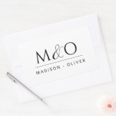 Modernes Minimalistisches Monogramm Rechteckiger Aufkleber (Umschlag)