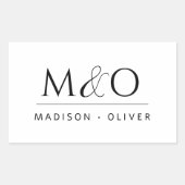 Modernes Minimalistisches Monogramm Rechteckiger Aufkleber (Vorderseite)