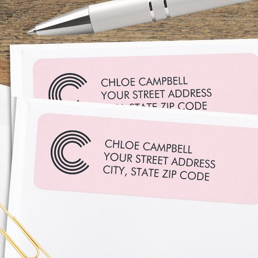 Modernes Minimalistisches Monogramm Rosa Grau