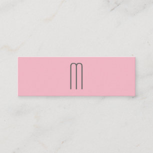 Modernes Minimalistisches Monogramm Rosa Grau Mini Visitenkarte