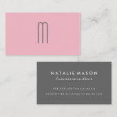 Modernes Minimalistisches Monogramm Rosa Grau Visitenkarte (Vorne/Hinten)