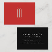 Modernes Minimalistisches Monogramm Rotes Schwarz Visitenkarte (Vorne/Hinten)