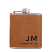 Modernes Minimalistisches Monogramm Sable Brown Le Flachmann (Vorderseite)