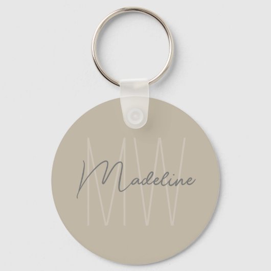 Modernes Minimalistisches Monogramm Schlüsselanhänger (Rückseite)