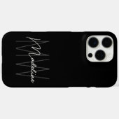 Modernes Minimalistisches Monogramm Schwarz Case-Mate iPhone Hülle (Rückseite (Horizontal))