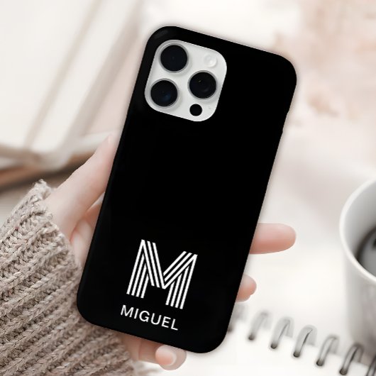 Modernes Minimalistisches Monogramm Schwarz/Weiß Case-Mate iPhone Hülle