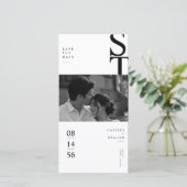 Modernes minimalistisches Monogramm Schwarz-Weiß-F Save The Date (Stehend Vorderseite)