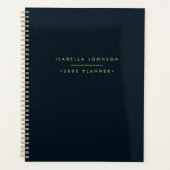 Modernes Minimalistisches Monogramm | Schwarzes Go Planer (Vorderseite)