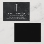 Modernes Minimalistisches Monogramm-Schwarzes Marm Visitenkarte (Vorne/Hinten)
