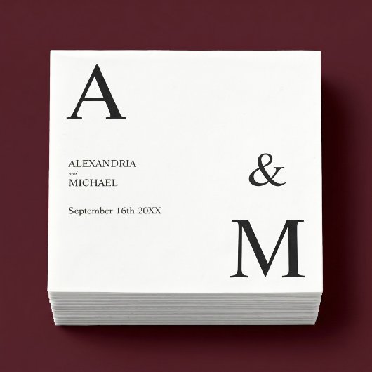 Modernes minimalistisches Monogramm Serviette