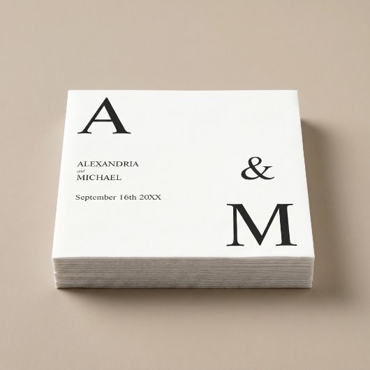 Modernes minimalistisches Monogramm Serviette