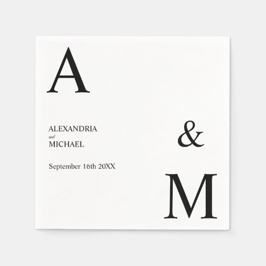 Modernes minimalistisches Monogramm Serviette (Vorderseite)