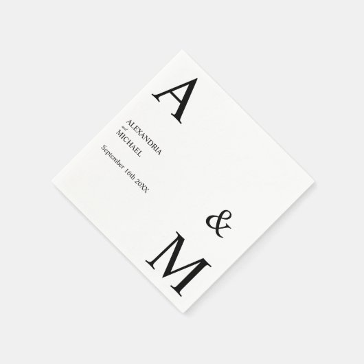 Modernes minimalistisches Monogramm Serviette (Ecke)