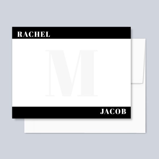 Modernes Minimalistisches Monogramm-Stationieren Mitteilungskarte