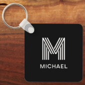 Modernes Minimalistisches Monogramm Stilvolles Sch Schlüsselanhänger (Vorderseite)