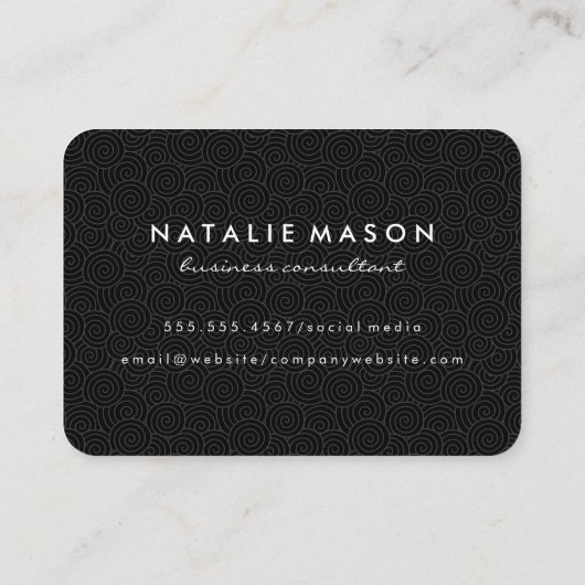 Modernes Minimalistisches Monogramm Swirbelmuster Visitenkarte (Rückseite)