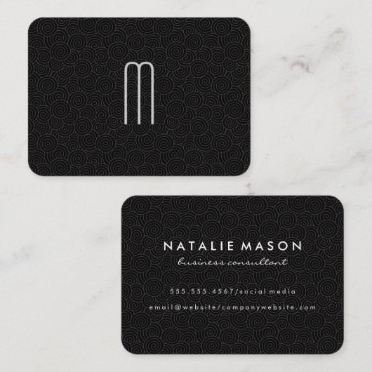 Modernes Minimalistisches Monogramm Swirbelmuster Visitenkarte (Vorne/Hinten)