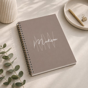 Modernes minimalistisches Monogramm Taupe Notizblock