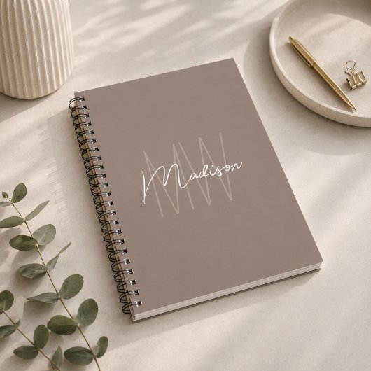 Modernes minimalistisches Monogramm Taupe Notizblock
