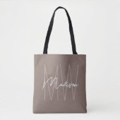 Modernes minimalistisches Monogramm Taupe  Tasche (Vorderseite)