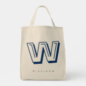 Modernes Minimalistisches Monogramm Tragetasche (Rückseite)