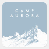 Modernes Minimalistisches Mountain Icy Blue Quadratischer Aufkleber (Vorderseite)