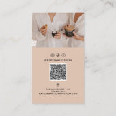 Modernes, minimalistisches Multi-Foto QR CODE Beig Visitenkarte (Rückseite)