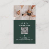 Modernes, minimalistisches Multi-Foto QR CODE grün Visitenkarte (Rückseite)