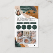 Modernes, minimalistisches Multi-Foto QR CODE grün Visitenkarte (Vorderseite)