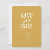 Modernes Minimalistisches Mustard Yellow Einfaches Save The Date (Vorderseite)