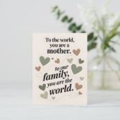 Modernes Minimalistisches Muttertagsdesign Postkarte (Stehend Vorderseite)