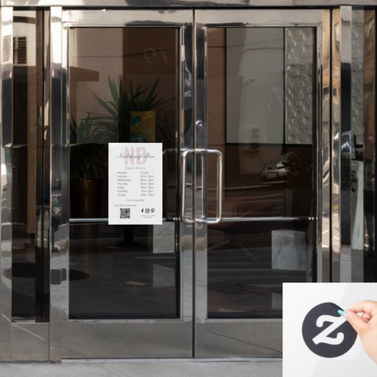 Modernes Minimalistisches Nagelstudio Open Hours Z Fensteraufkleber (Büro Tür)
