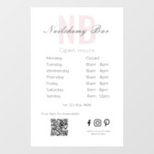 Modernes Minimalistisches Nagelstudio Open Hours Z Fensteraufkleber (Blatt)