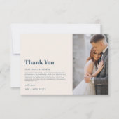 Modernes Minimalistisches Navy Blue Beige Foto Hoc Dankeskarte (Vorderseite)