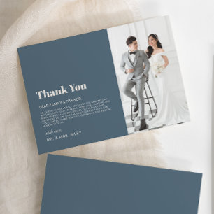 Modernes Minimalistisches Navy Blue Beige Foto Hoc Dankeskarte